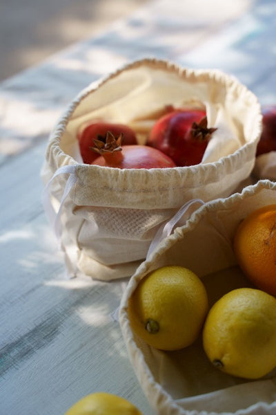 Produce Bags, Set of 3 Reusable Muslin Bag, Eco Produce Bags for Grocery and Storage, Farmer's market Bag, Zero waste bag, Made in the USA