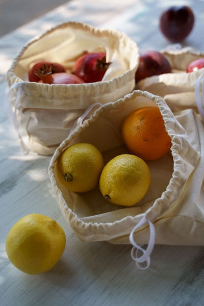 Produce Bags, Set of 3 Reusable Muslin Bag, Eco Produce Bags for Grocery and Storage, Farmer's market Bag, Zero waste bag, Made in the USA