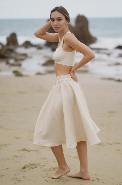 retro skirt, spring skirt, summer skirt, beach skirt, cottage core skirt, minimalist skirt, sandara, women linen skirt, elastic waist skirt, knee length skirt, linen skirt usa, black blue linen skirt, fall skirt women, minimalist skirt, linen midi skirt, sustainable skirt, a line skirt