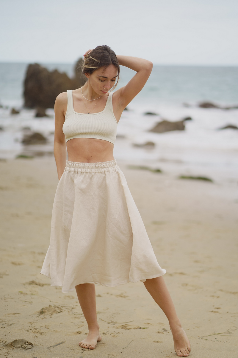 ZOE Linen midi A-line skirt – SANDARA