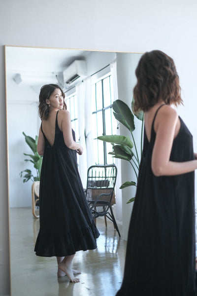ARIEL Gauze cotton slip maxi dress with low back