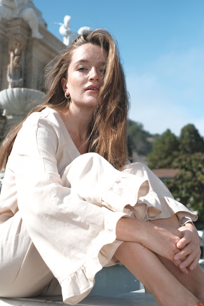 linen jacket with ruffles