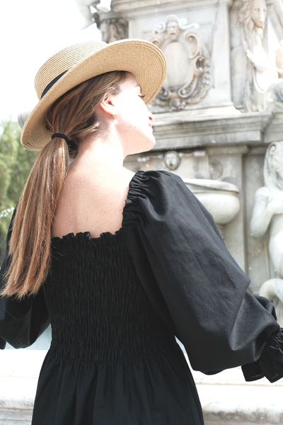 sandara, linen midi dress, puffy dress, romantic dress, casual dress, party dress, holiday dress, french dress, cottagecore dress, off shoulder dress, victorian dress, sustainable dress, usa made dress, black linen dress, lavender purple linen dress, fall dress, milkmaid dress black, black wedding dress, slow fashion