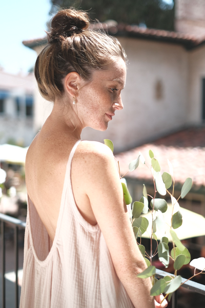 sandara, gauze dress, maxi slip dress, low back dress, ruffled hem dress, gauze cotton dress, dress for date, dress for party, made in usa dress, sleeveless dress, bohemian dress, beach wedding dress, cami dress, open back dress, backless slip dress, black slip dress, rose maxi dress, beach dress, wedding guest dress