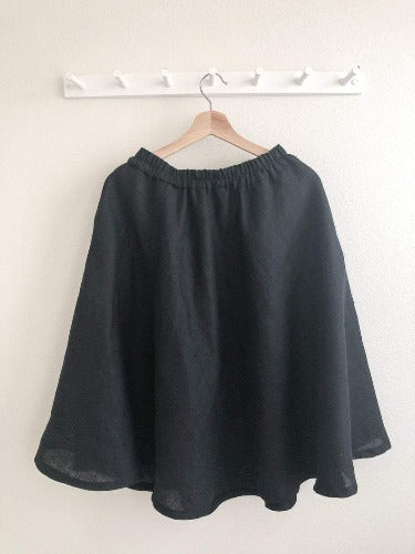 retro skirt, spring skirt, summer skirt, beach skirt, cottage core skirt, minimalist skirt, sandara, women linen skirt, elastic waist skirt, knee length skirt, linen skirt usa, black blue linen skirt, fall skirt women, minimalist skirt, linen midi skirt, sustainable skirt, a line skirt