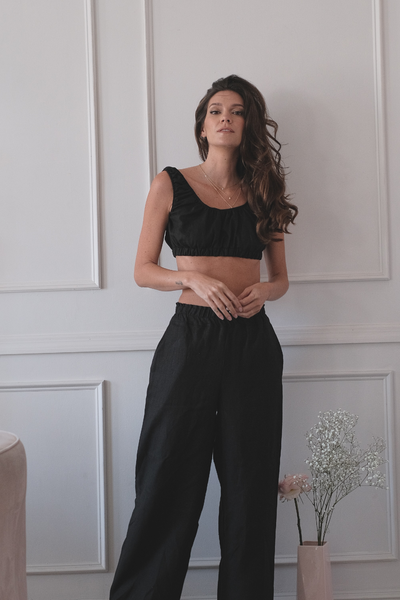 sandara, linen trousers, minimalist pants, linen pants usa, straight leg pants, black linen pants, workout pants women, lounging pants women, workout set women, breathable pants, straight boho pants, high waisted paants, navy blue linen trousers, sustainable pants, beach pants, summer pants, spring pants