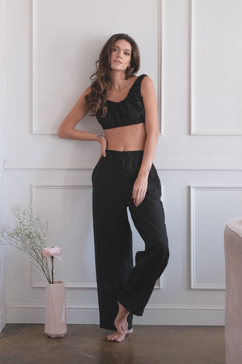 BROOKLYN Linen high waisted pants