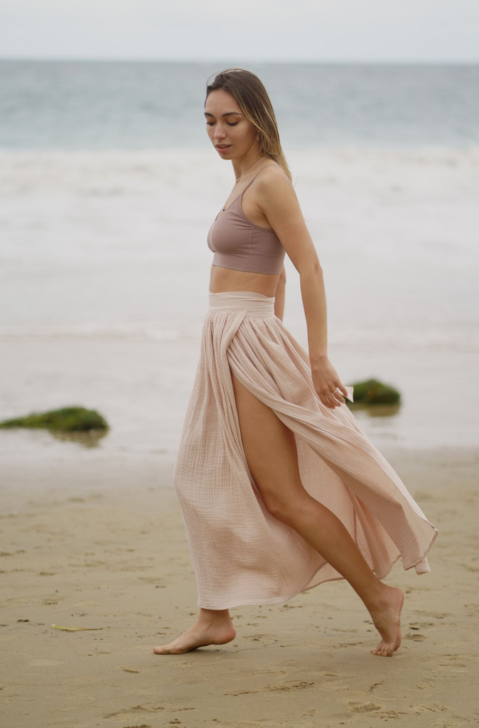 LEYLA Gauze cotton wrap maxi skirt SANDARA